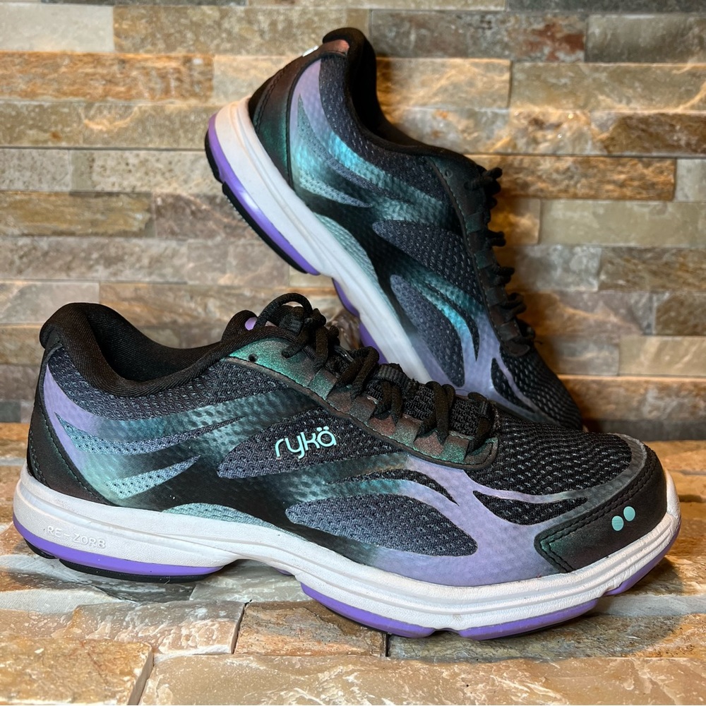 Ryka Devotion Plus 2 Walking Shoe Women’s Size 8 Black/Purple/Teal